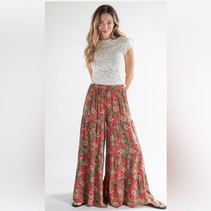 Natural Life Patti Palazzo Pant in Olive Paisley NWOT Size XL